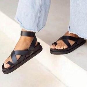 Liberte  Black Cross-Strap Sandals